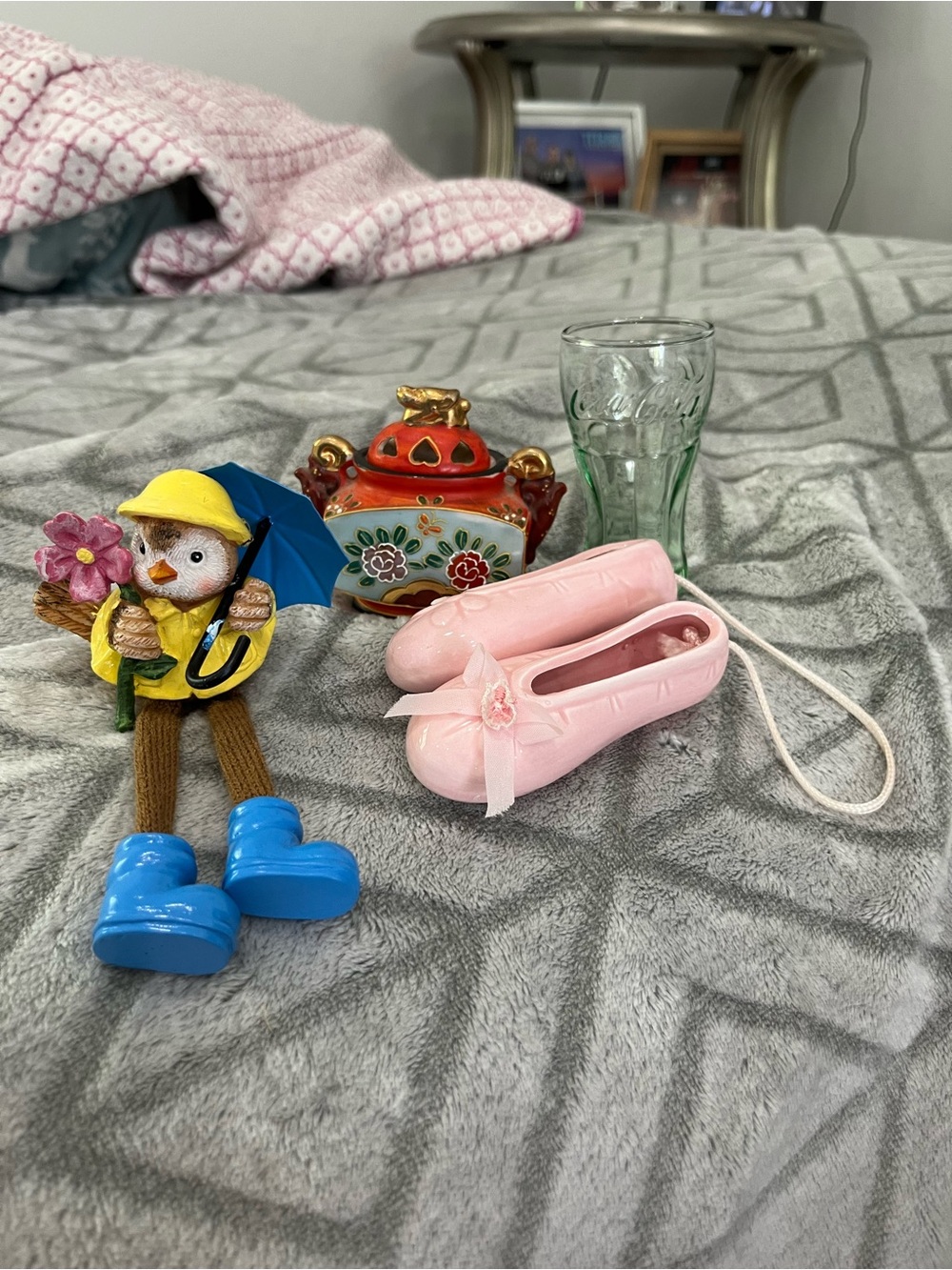 Pink Ballet Shoes Mini Coke Glass  Vintage Incense Burner& Duck